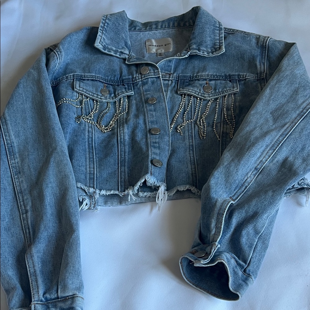 Madden Girl Blue Jean Jacket with Silver Accents